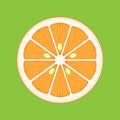 Orange fruit. Hesperidium. Green background